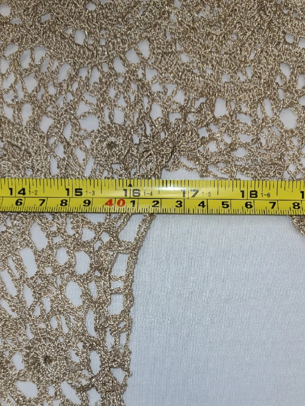 Zashi Beige and Gold Crochet Triple Hook and Eye Front Layering Shrug L - Picture 7 of 8